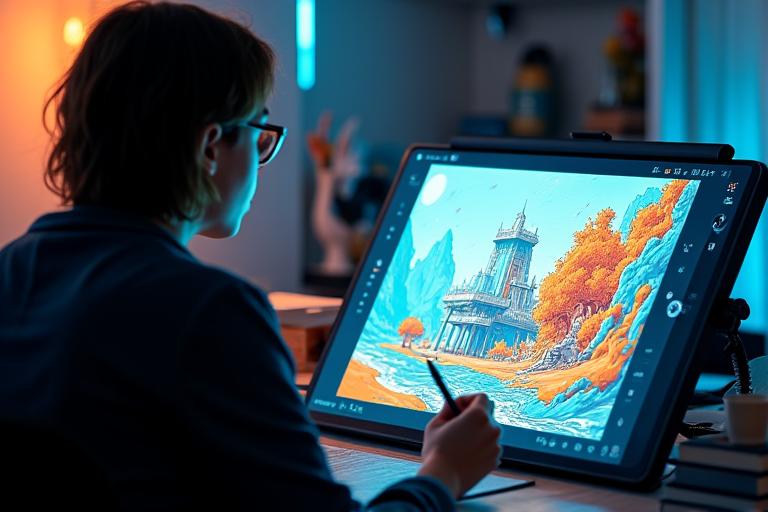 Artist sketching custom comic page in a studio