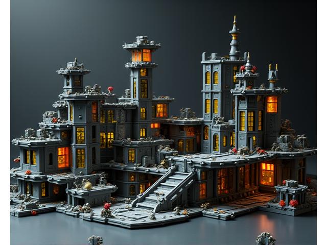 Modular building playset of a futuristic citadel