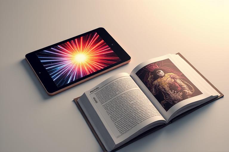 Comparison of digital comic on tablet and physical comic book