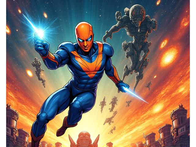 Cover art for 'Cosmic Guardian #12' featuring a space hero battling an alien