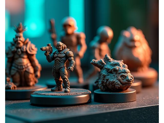 Close-up of highly detailed limited-edition collectible figurines standing on a display shelf
