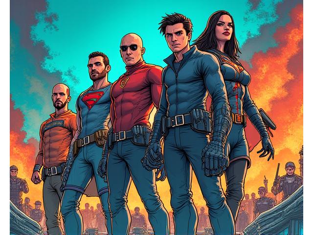 Vibrant cover art of a futuristic graphic novel with diverse characters, emphasizing action and adventure