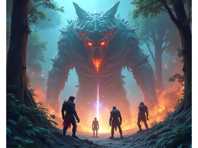 Screenshot of a vibrant indie game with fantasy creatures and player characters in a detailed environment