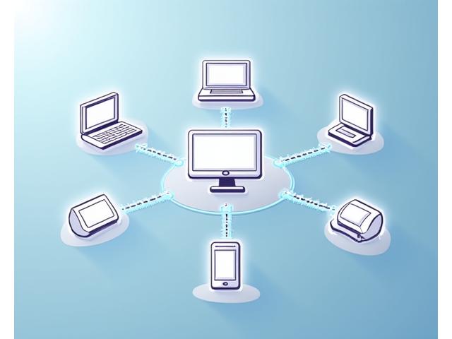 Icon set showing PC, Mac, and mobile devices connected by glowing lines, symbolizing seamless cross-platform play.