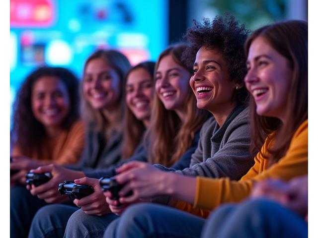 A diverse group of gamers excitedly playing, showcasing the joy of free account creation with immediate access to 20+ games.